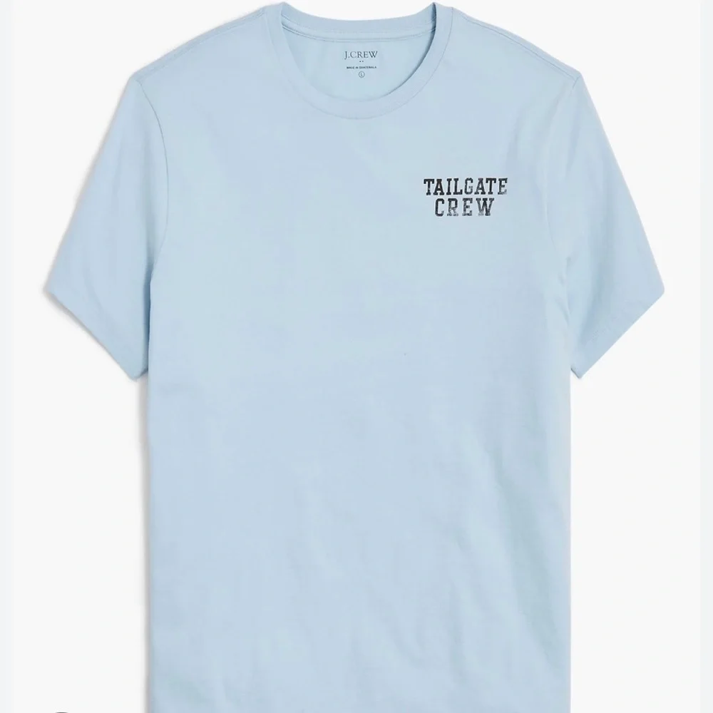 NWT J.Crew Men’s Blue tee shirts with Tailgate crew on front & picture on back.